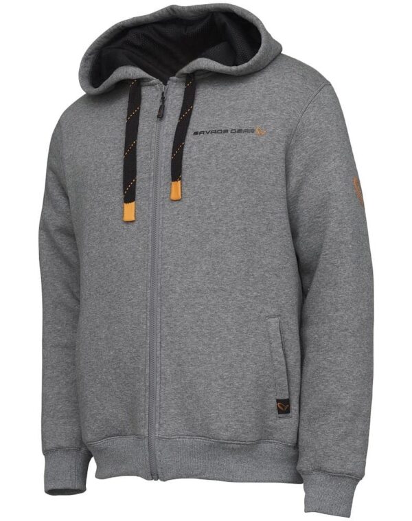 savage gear mikina classic zip hoodie grey melange