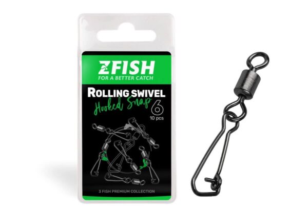 zfish obratlik rolling swivel hooked snap 1